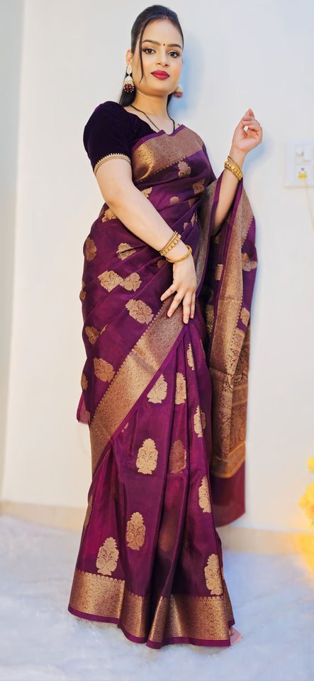 Brown Banaras Crepe Silk - Pooja