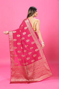 Dark Pink Banaras Crepe Silk - Heena