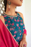 Chic Azure Blue Digital Print Ethnic