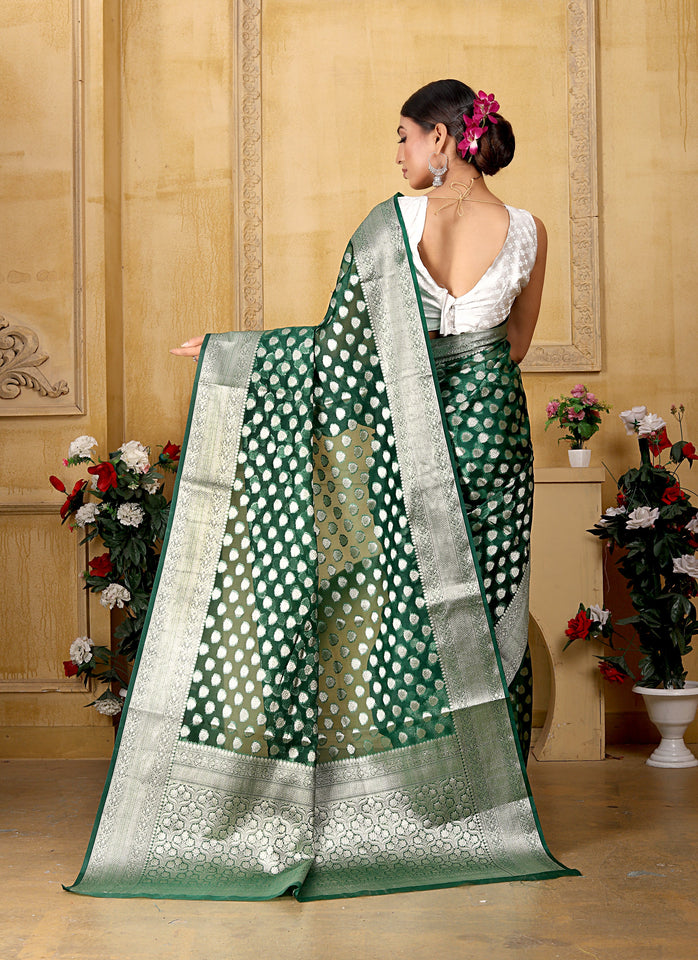 Green Banaras Kora Organza silk - AbirabyBeena