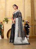 Black Banaras Kora Organza silk - AbirabyBeena