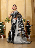 Black Banaras Kora Organza silk - AbirabyBeena