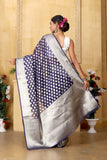 Navy Blue Banaras Kora Organza silk - AbirabyBeena