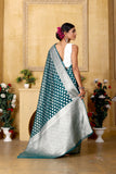 Turquoise Banaras Kora Organza silk - AbirabyBeena