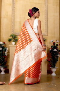 Orange Banaras Kora Organza silk - AbirabyBeena