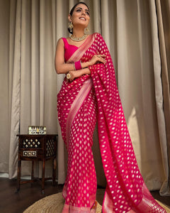 Pink Banaras butti Soft Georgette silk