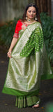 Parrot Green Katan Silk - AbirabyBeena