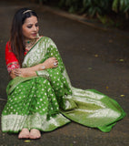 Parrot Green Katan Silk - AbirabyBeena