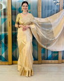 Malaika Arora PURE TISSUE Golden Silk Saree