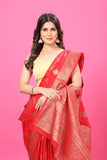 Red Banaras Crepe Silk- Heena