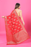 Red Banaras Crepe Silk- Heena