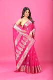 Pink Banaras Chiffon Silk