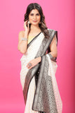 Dual white and Black Banaras Soft Georgette silk