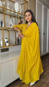 Gleaming Sunflower Foil Kurta With Dupatta