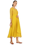 Gleaming Sunflower Foil Kurta With Dupatta