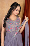 Radiant in Lilac: Light Purple Sharara Suit Set with Exquisite Embroideries for Women