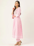 Pink Ethnic Motifs Printed Anarkali Kurta Set with Chiffon Dupatta - AbirabyBeena