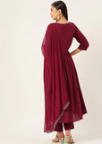 Maroon Anarkali Kurta set with Dupatta - AbirabyBeena