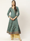 Green Printed & Embroided Rayon Anarkali - AbirabyBeena