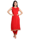 Alia's Favourite Bold Red In Ethnic Twist Jacket Kurta Pant Suit (Set Of 3) - Craftystyles