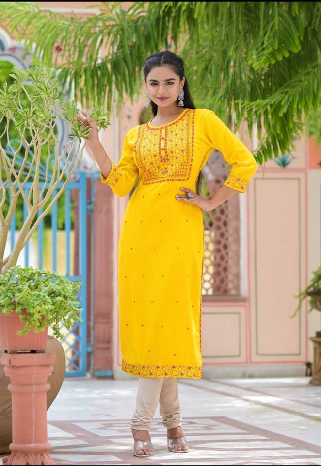 Kesari Kumkum Embroidered Ethnic Kurta - Craftystyles